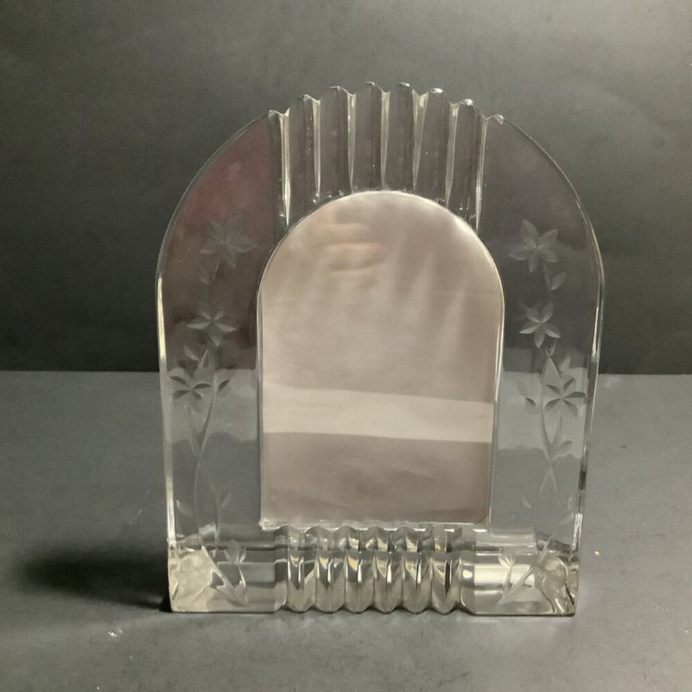MIKASA Crystal Picture Frame Floral Design 9.5"x8" Oval Heavy New With Tag!